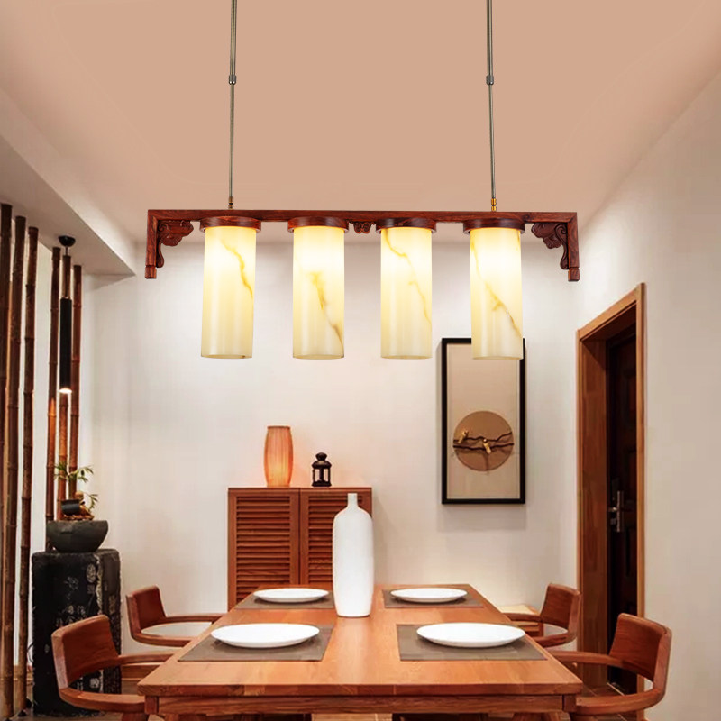 新中式红木古典餐厅吊灯复古中国风实木灯家用茶室灯仿古禅意灯饰
