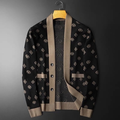 高端提花开衫毛衣外套男秋冬2025