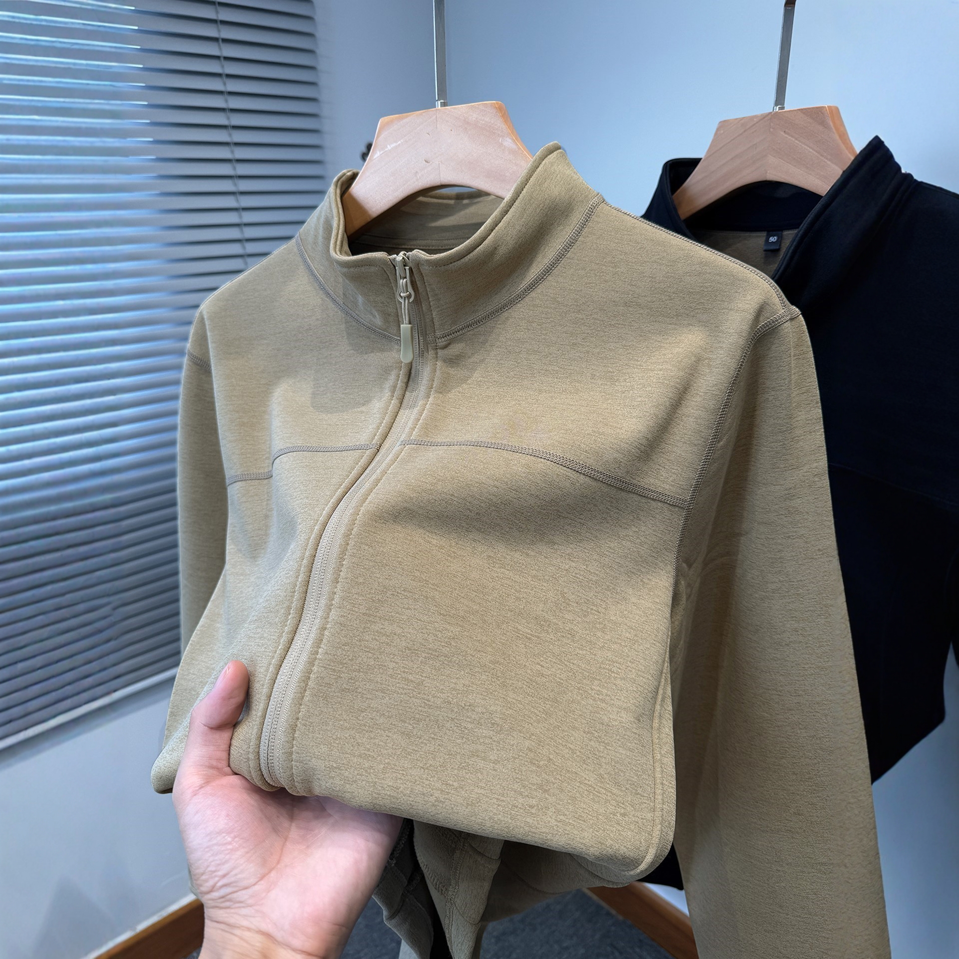 高端半高领运动开衫卫衣男士秋冬