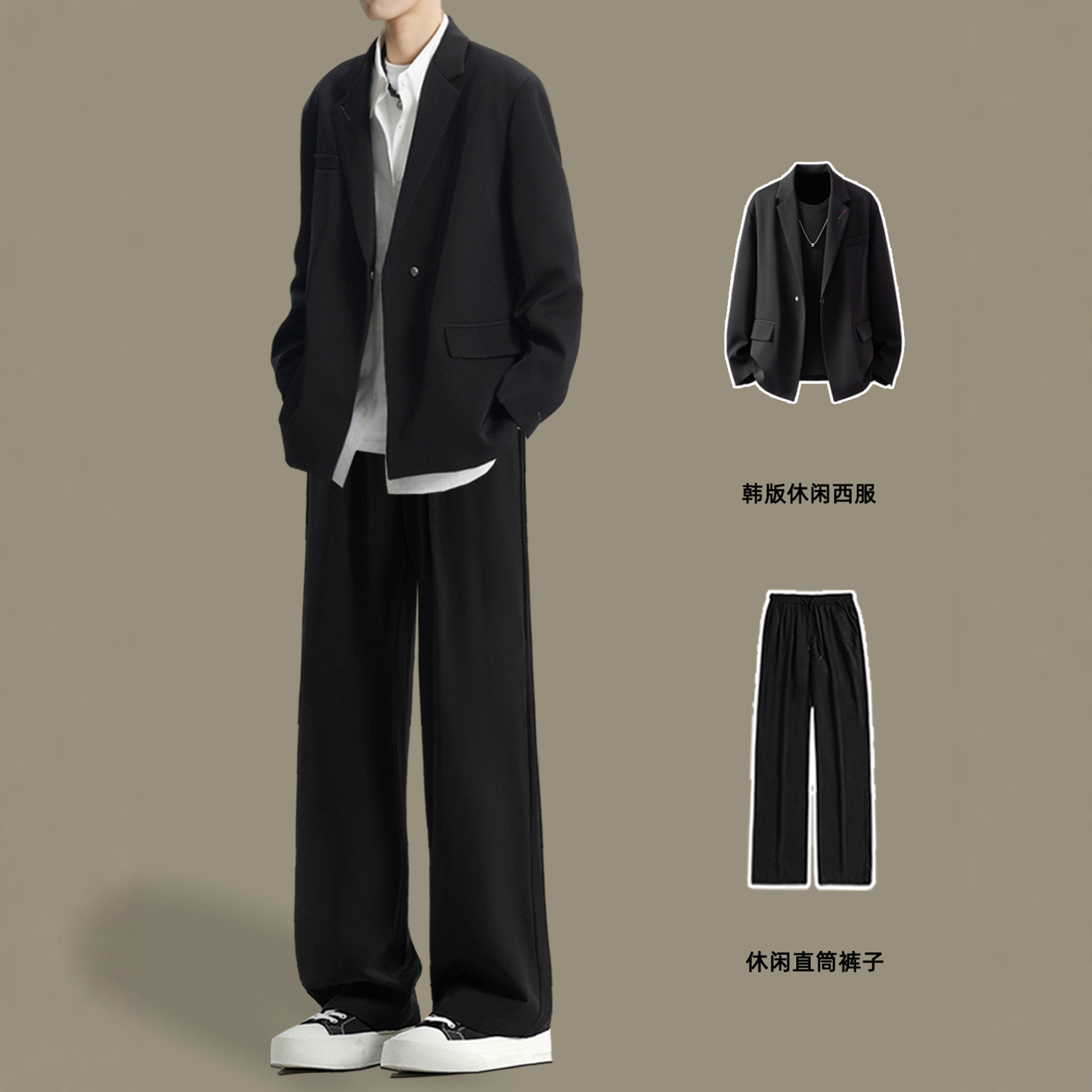 高端黑色西装外套男秋冬季2025