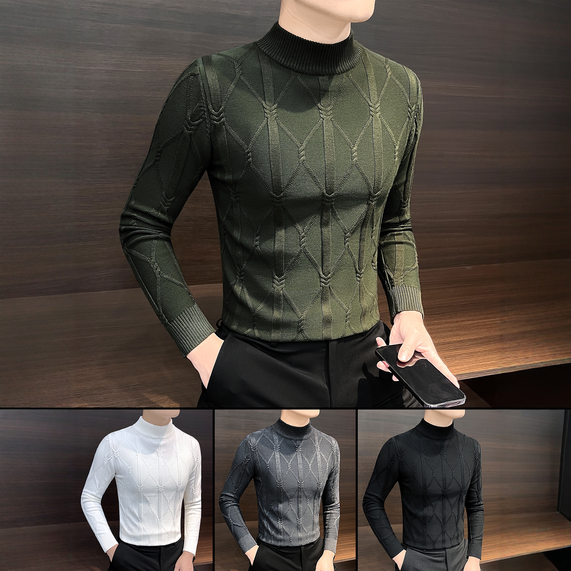 高端半高领毛衣男秋冬季2025新款