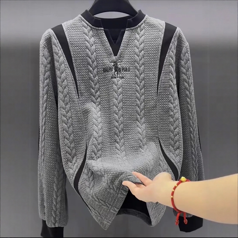 高端灰色v领开衫卫衣男款春秋