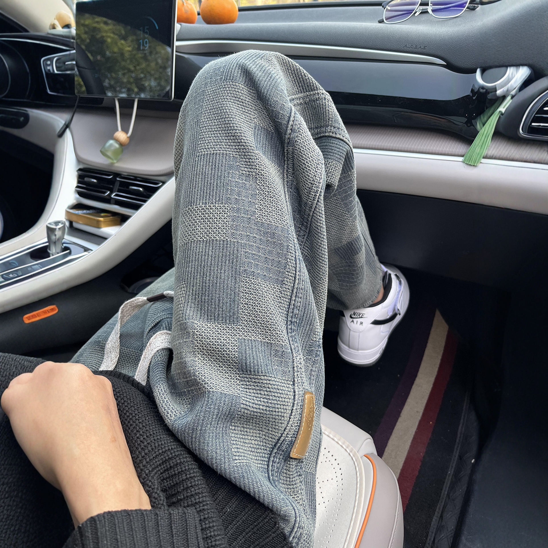 高端蓝色直筒牛仔裤男款加绒保暖