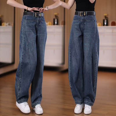 牛仔弯刀裤女2025年香蕉裤阔腿裤