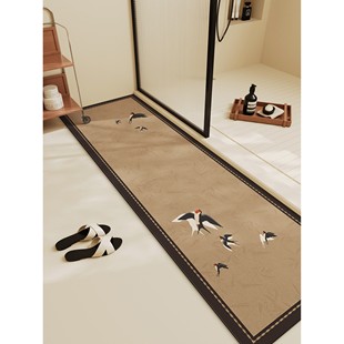 中古风吸水浴室地垫户外庭院防摔地毯长条硅藻泥软垫卫生间防滑垫
