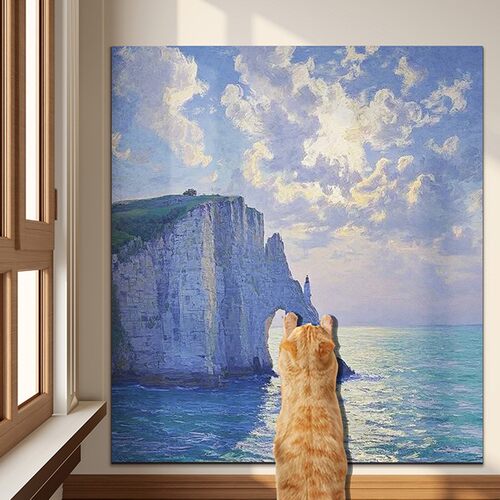 超大号猫抓板沙发防猫抓保护贴装饰画立式墙贴猫咪玩具油画磨爪板