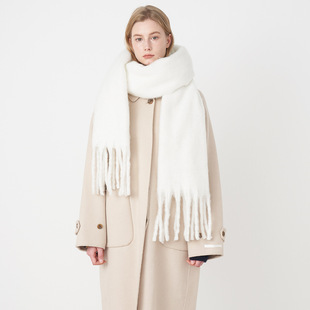 家韩国百搭软糯纯色仿羊绒流苏围巾女冬季加长保暖加厚围脖披肩