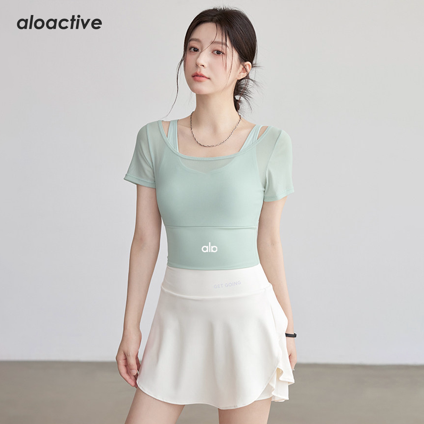 aloactive假两件速干透气瑜伽T恤图片