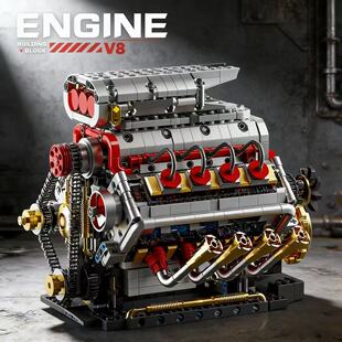 高崎新款道奇V8发动机机械积木拼装汽车引擎模型儿童益智玩具男孩