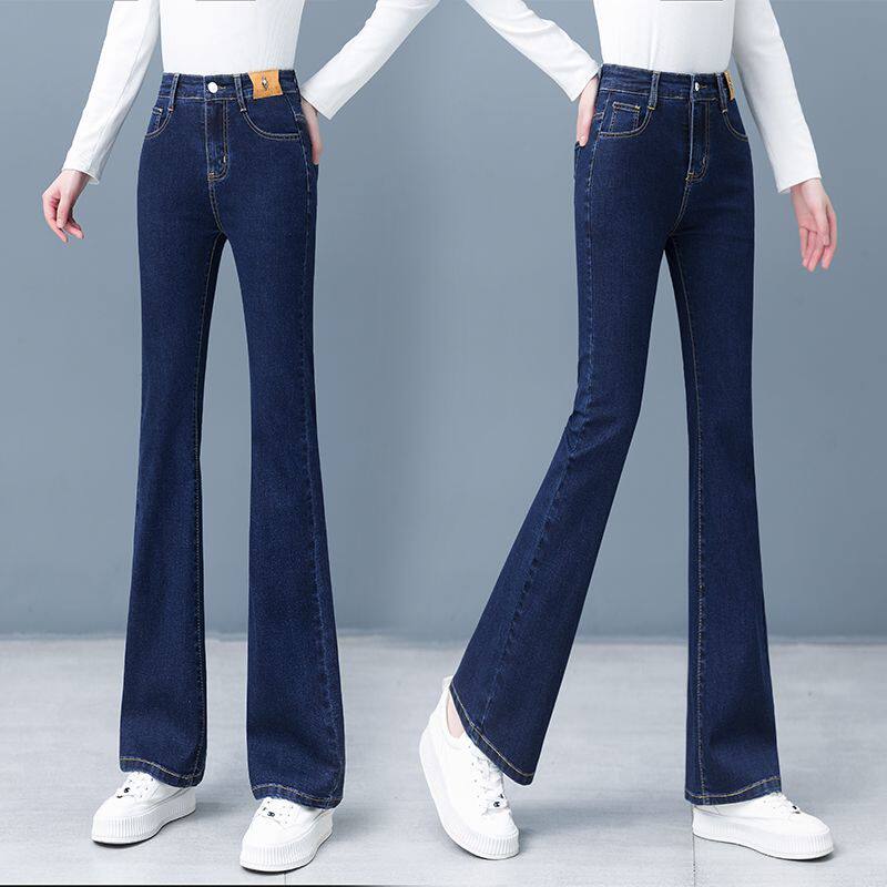 高腰中年妈妈百搭微喇牛仔裤女2026春季新款弹力显瘦马蹄喇叭裤