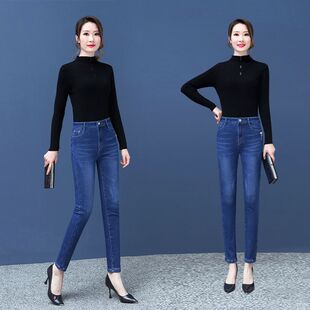 2026秋季新款中年妈妈牛仔裤女士高腰弹力修身显瘦收腹小脚铅笔裤