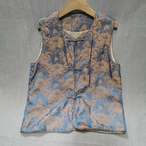 春夏秋冬真丝提花中式国风马甲背心女上衣