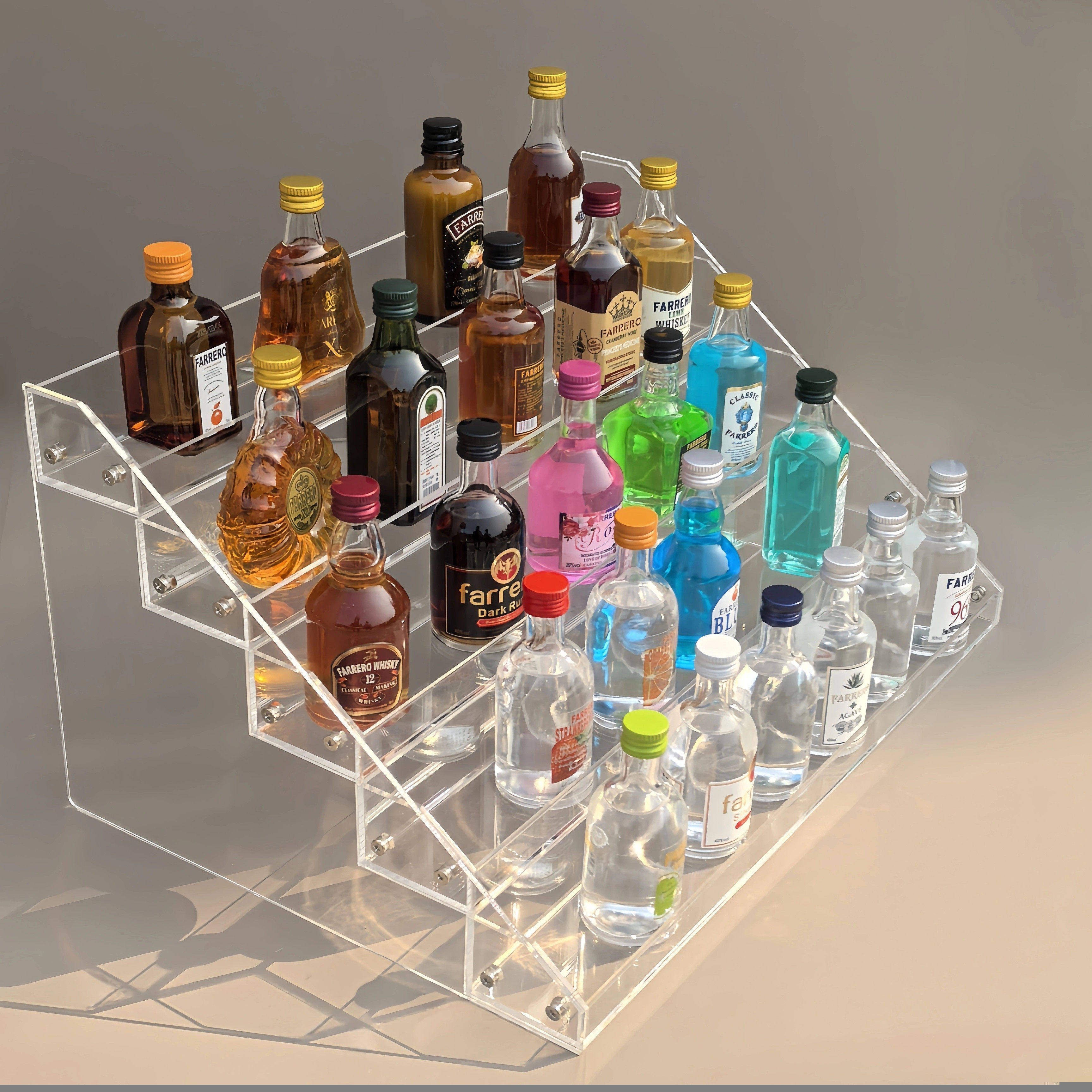 亚克力酒架 便利店零食展示架 网红迷你洋酒伏特加展架阶梯香水架