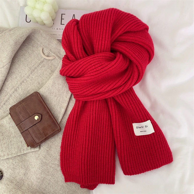 网红博主推荐卡其色针织围巾ins百搭加厚保暖冬季男女款毛线围脖