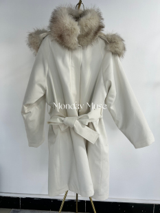 派克服外套 米色毛绒内里防风加厚大毛领长款 自有工厂 高阶老钱