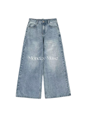 自有工厂/还原版/RA纯棉丹宁中腰阔腿牛仔裤经典宽松百搭休闲裤