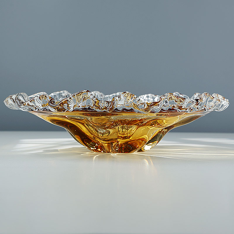创意水晶琉璃果盘轻奢客厅家用大水果盘高端会所酒店装饰摆件