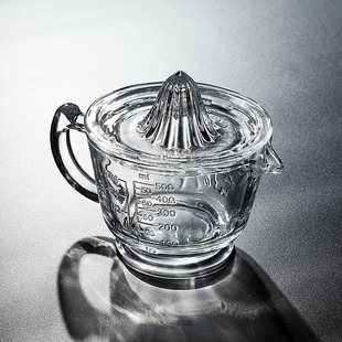 创意大容量透明玻璃榨汁器带刻度量杯柠檬挤汁器简易手动压汁杯子