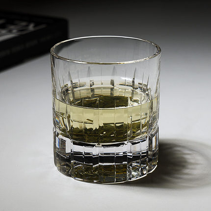 手工切割圆柱形威士忌酒杯高硼硅玻璃茶杯厚底家用洋酒杯啤酒杯