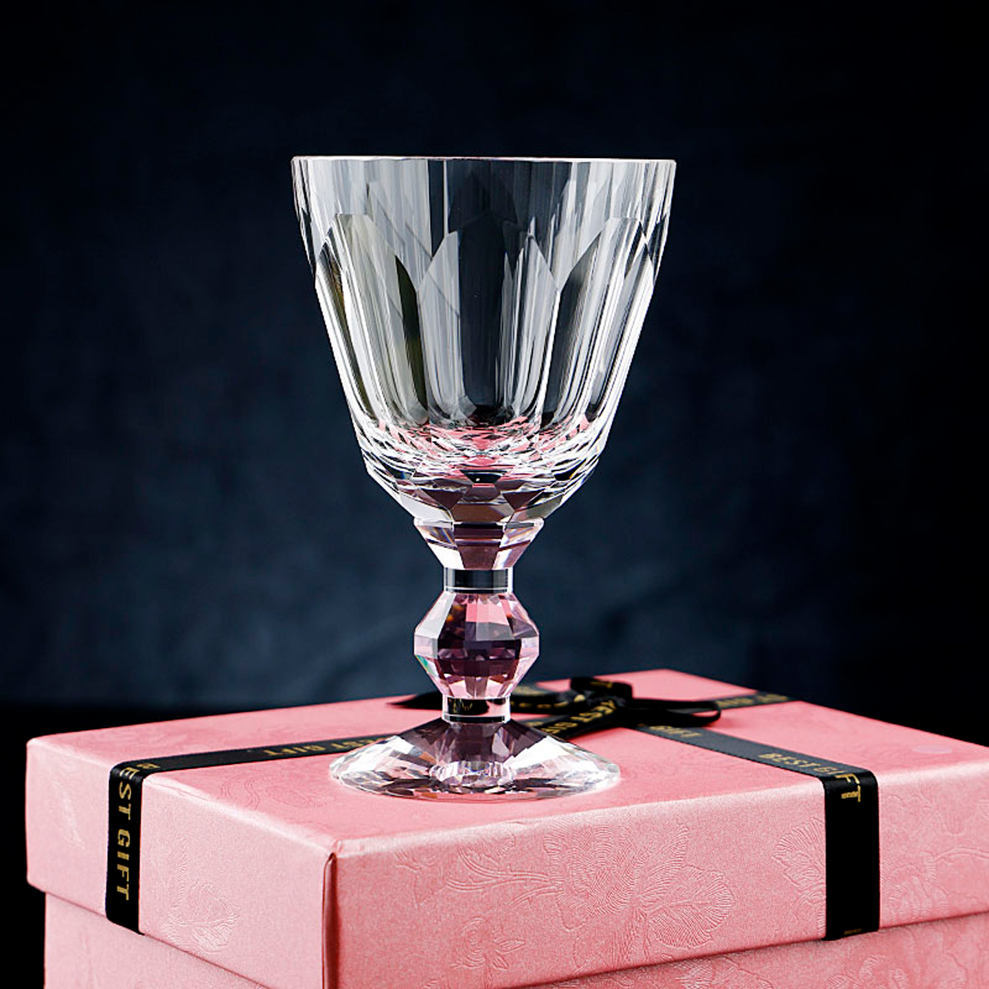 高颜值樱粉K9水晶杯红酒杯礼盒装送新人结婚精致高脚杯葡萄酒杯子