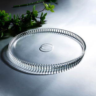 创意透明水晶玻璃水果盘大号圆形切水果拼盘水杯摆放茶盘平底托盘