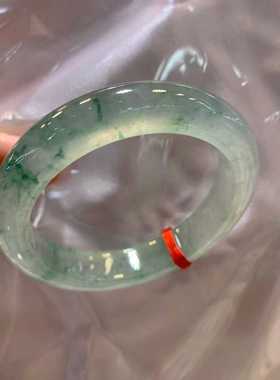 正品天然冰种飘蓝花翡翠手镯缅甸天然货琉璃飘花贵妃玉镯子女礼物