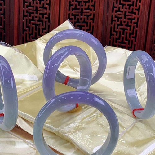 缅甸手镯玉镯老坑糯种A货翡翠手镯油青飘花女式玉器紫罗兰玉镯子