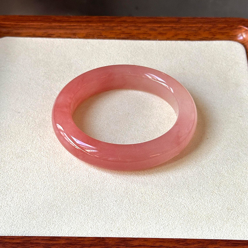 天然翡翠缅A平替桃花酿玉手镯子粉晶道具拍照儿童琉璃手镯送礼物