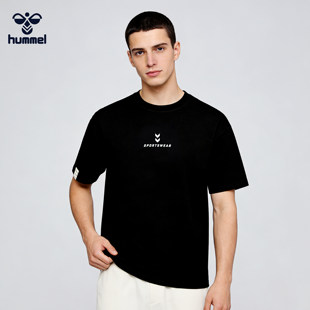 HUMMEL短袖男夏季速干T恤透气运动休闲情侣字母印花圆领半袖上衣