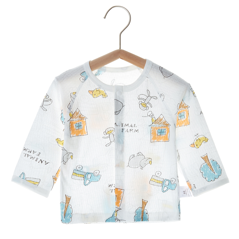 夏季薄款婴儿衣服空调服上衣纯棉长袖家居服单件睡衣打底内衣无骨