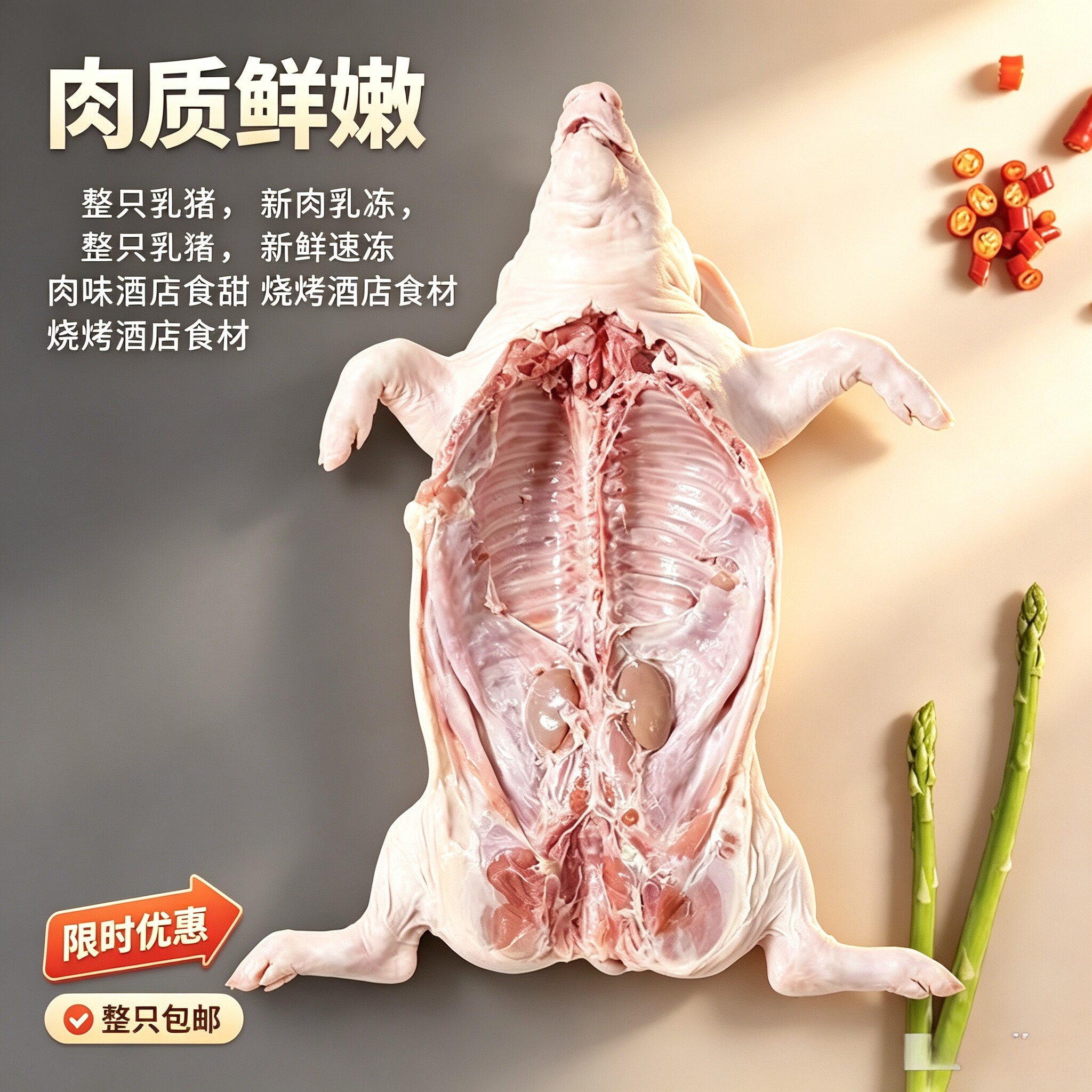 脆皮乳猪新鲜现杀冷冻小乳猪烧烤
