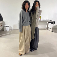 韩国amomento同款摸摸头神裤双褶宽松抓绒气球裤休闲裤女通勤百搭