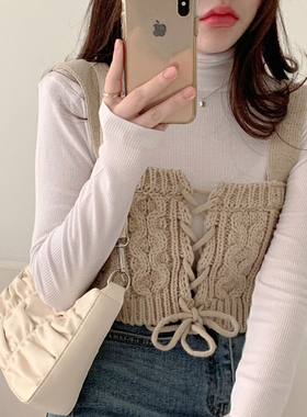 麻花菱形绑带针织短款背心韩国BM风辣妹少女显瘦叠穿吊带外穿百搭