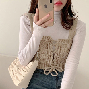麻花菱形绑带针织短款 背心韩国BM风辣妹少女显瘦叠穿吊带外穿百搭