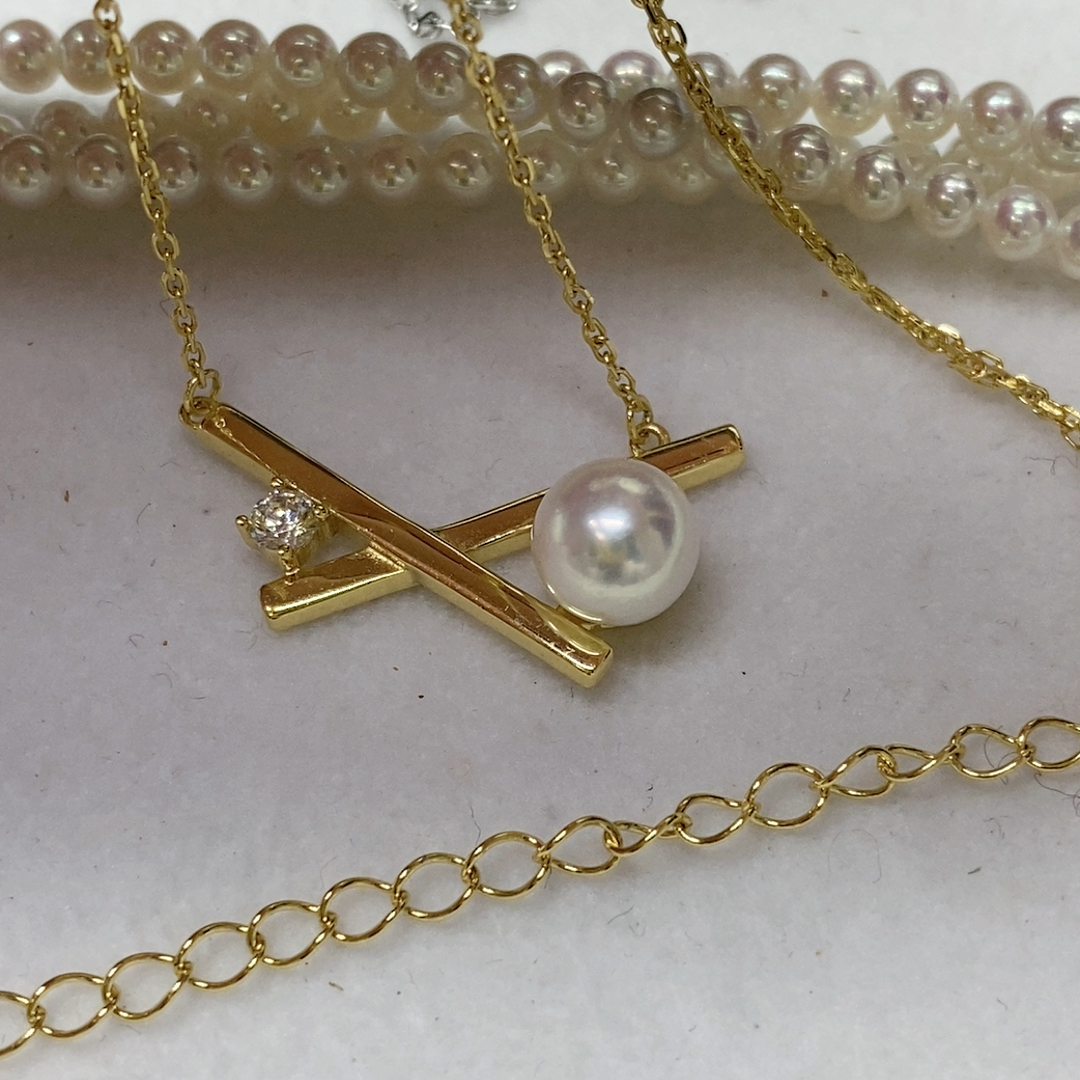 7-7.5mm无调色海水akoya纯银吊坠