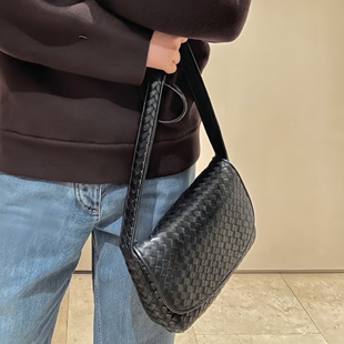 低调奢华老钱风Veneto翻盖斜挎包男包真皮编织女包单肩斜挎小方包