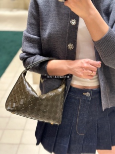 潮流小众单肩背便当包真皮编织女包牛皮手提包腋下Wallace饭盒包