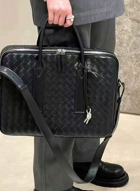 英伦风Getaway公文包电脑商务包真皮头层牛皮编织手提斜挎单肩包