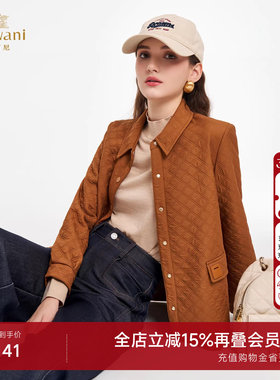 乔万尼淑女风菱格纹短外套2026新款翻领压花设计气质上衣ED3B211