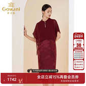 新款 乔万尼时尚 夏季 真丝桑蚕丝假两件连衣裙高端披肩设计EI2E708