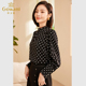 新品 女士衬衫 法式 乔万尼秋季 精致感蕾丝小立领波点设计长袖 上衣