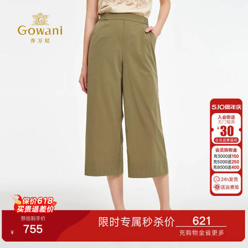 乔万尼2026秋优雅阔腿裤女裤后腰橡筋显瘦舒适百搭休闲裤ED2F552