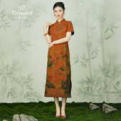 2025重磅香云纱乔万尼真丝连衣裙19mm国风新中式 立领旗袍EM2E871