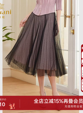 乔万尼半身裙新款高腰雪纺轻奢高级感网纱法式半裙高级感EF3D888