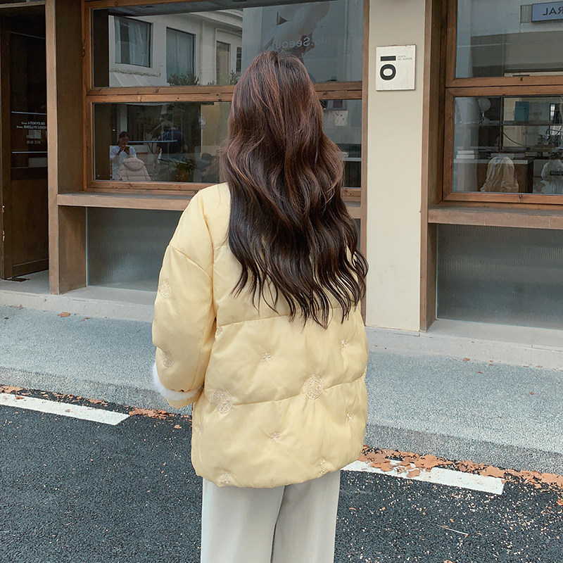大量有货真水貂毛新中式黄色刺绣羽绒服2C002A606P285K428,女装羽绒服,2C002