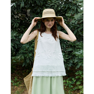 SOMETHING 法式立体花朵 清透感层次刺绣背心上衣