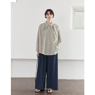 SOMETHING 条纹建筑感摆阔型衬衫