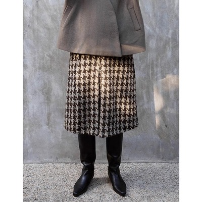 半身A字裙粗花呢格纹秋冬半裙