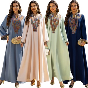 印尼中东外贸女装阿拉伯长袍绳绣刺绣迪拜旅游礼服连衣裙Dresses