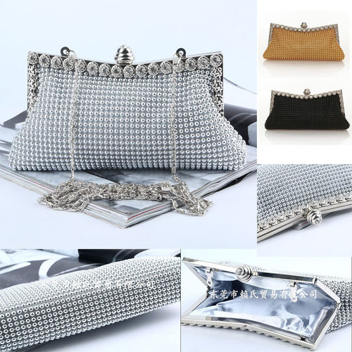 女银色水钻跨境晚宴手拿包Bag